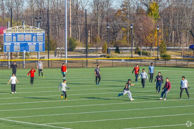 The turf soccer fields come to life after school hours at Bristol Township Park.