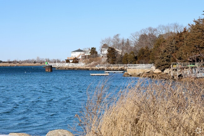 A view up the river from the Corliss Landing in Gloucester, MA.