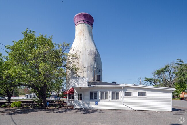 The Milk Bottle stands about 50 feet tall with dining inside the iconic tower a delight for anyone living in or visiting Raynham.
