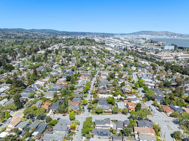 Capturing the essence of Burlingame Terrace, this aerial shot showcases serene residential stree
