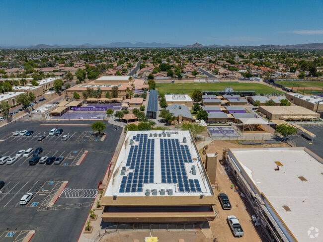 Northwest Christian School has a large campus and solar panels.