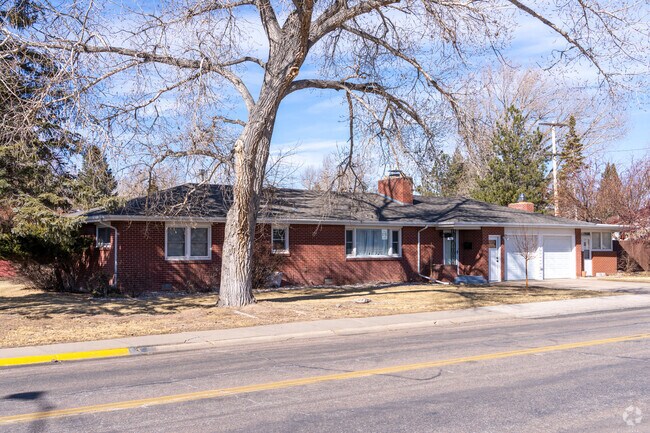 This mid-century ranch home in Laramie features a classic brick exterior and low-pitched rooflines.