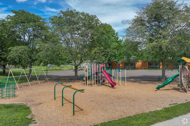 Woodland Elementary School has a colorful playground for students.