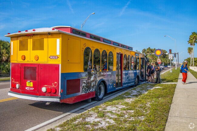The trolly's run up & down gulf blvd helping you get around town with stops in Sand Key.