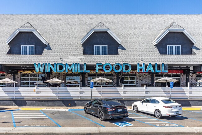 Meet up with friends and sample the dishes from local vendors at The Windmill Food Hall near Poinsettia.