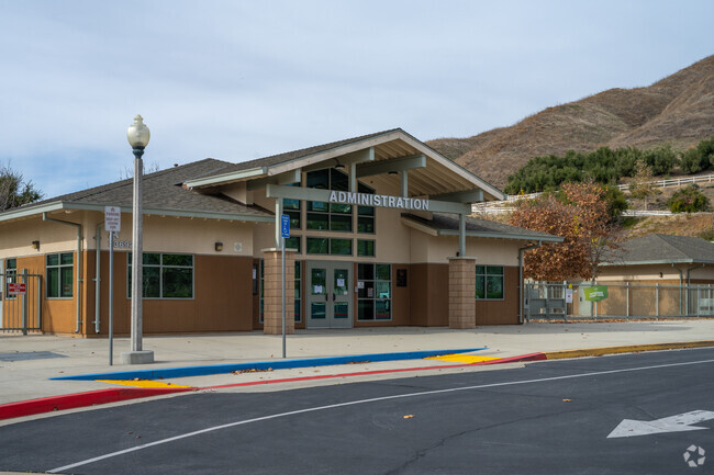 A view of the Chapman Heights Elementary buildings from the street.