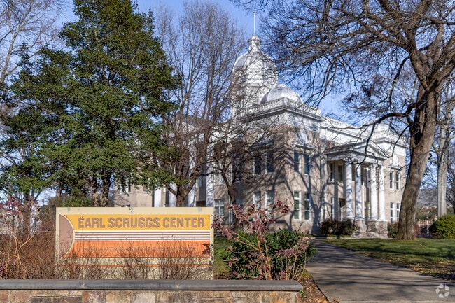 The Earl Scruggs Center is a prominent part of the Uptown Shelby Historic District.