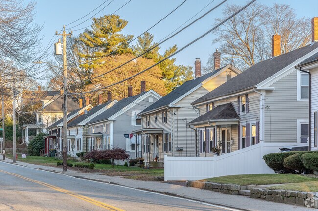 A charming row of Four Square homes in Harrisville, RI.