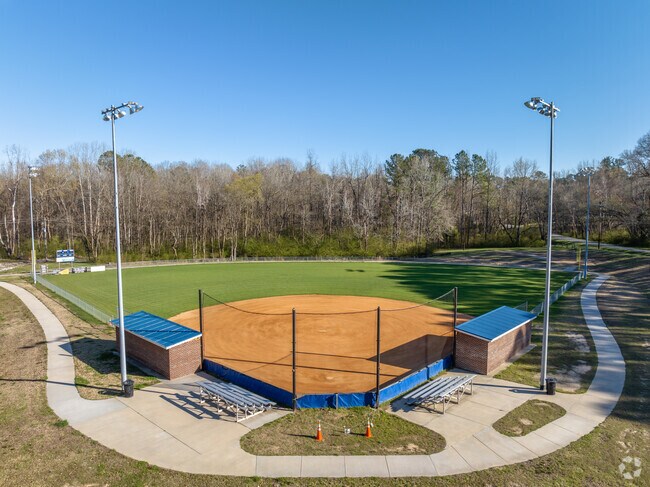 The baseball field at Joyner Park is lighted for night play.