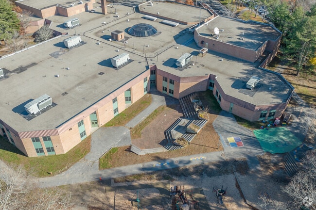 Playgrounds are set in the back of the school building at The Casimir Pulaski Elementary School.