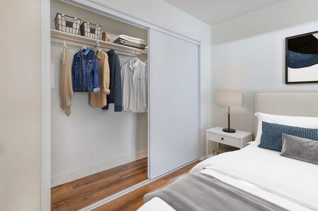 Renovated Package II sleeping nook and closet with hard surface flooring