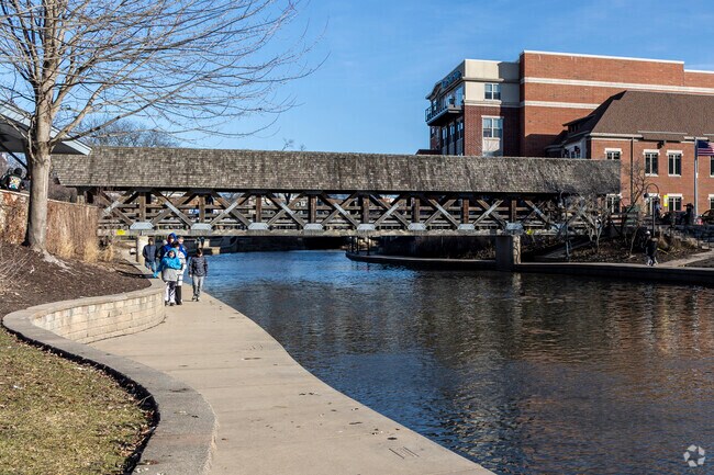 Maple Brook residents enjoy easy access to the riverwalk in downtown Naperville.