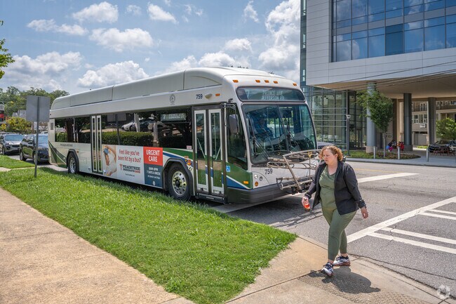 The Athens transit bus offers free rides throughout the neighborhood of Normaltown.