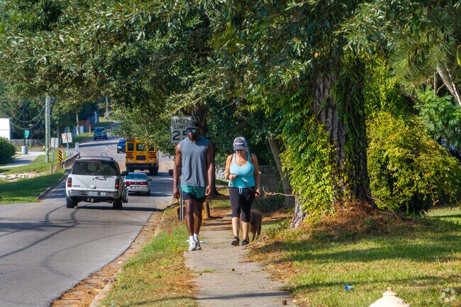 Walking the dog in Jamestown-Lincoln is a pleasant way to enjoy the outdoors.