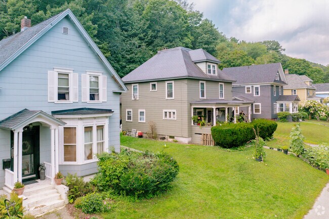 Two-story homes are common along Hartford’s residential streets.