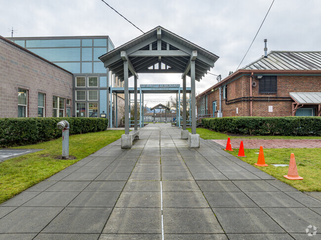 Front entrance to Stewart Elementary School.