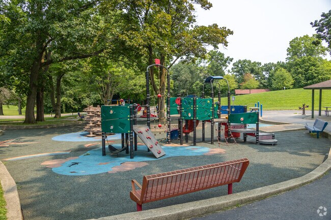 Alpine Park has a fun mini rock wall for smaller children near Five Points.