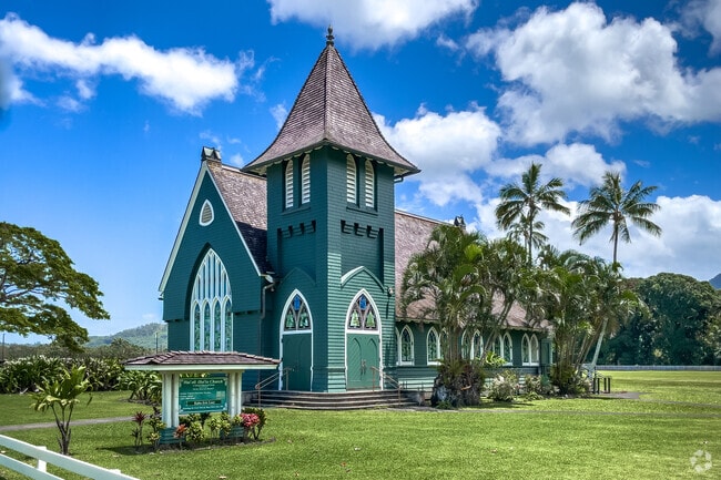 Wai'oli Hui'ia Church is a historical landmark in Hanalei.