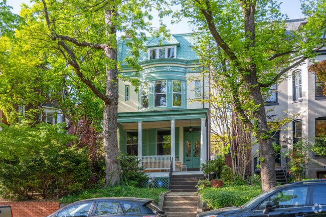 A stunning Italianate row home with exquisite colors on Irving St NW in Mount Pleasant.
