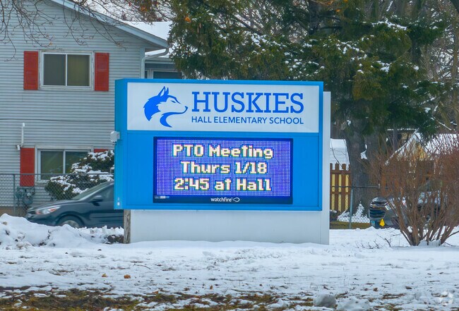 Hall Elementary School is home to the Huskies.
