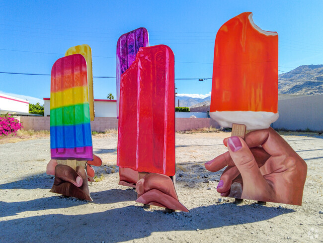 A great desert art piece by John Cerney on 605 Sunny Dunes Road is near Warm Sands.