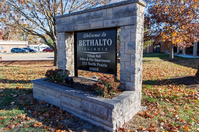 A Welcome to Bethalto sign stands at Central and Prairie St.