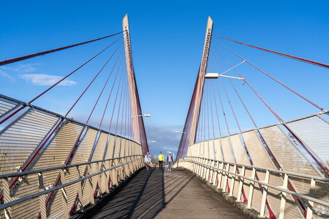 The Delta Ponds Pedestrian Bridge is an iconic landmark in the Cal Young neighborhood.