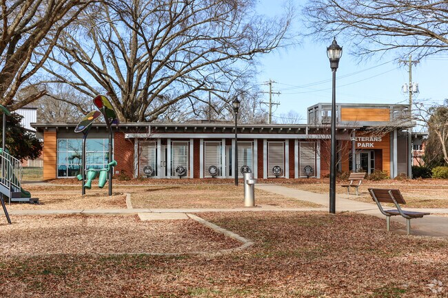 The main building at Veterans Park in Charlotte.