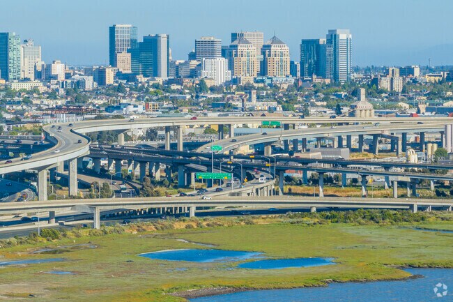Referred to as "MacArthur Maze," Gaskill's freeway interchange connects the 80, 580, & 880.