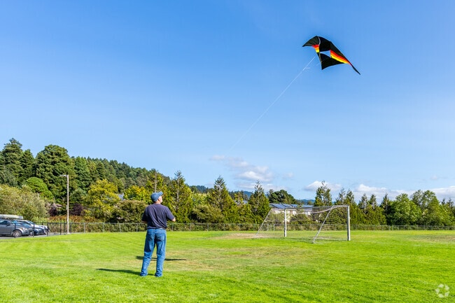 The open field at Arcata Community Park is perfect for flying kites on a breezy day.