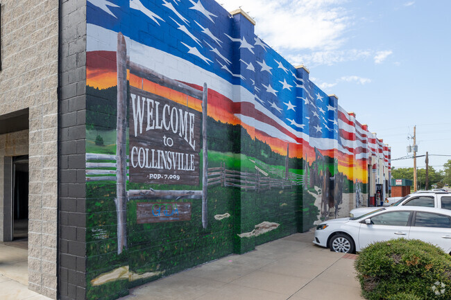 A mural in Collinsville welcomes visitors.