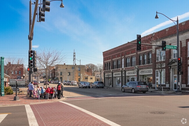 Downtown Southeast Batavia streets guide families to shops and eateries.