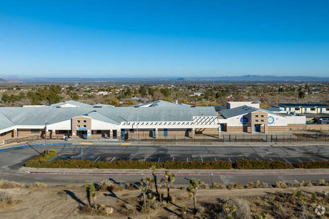 A view of the Pinon Hills Elementary buildings from the street.