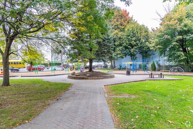 There is plenty of playground equipment for the kids at Houghton Street Historical District.