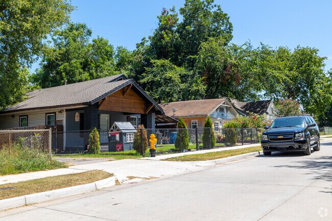 Crutchfield homes line wide streets that allow easy parking.