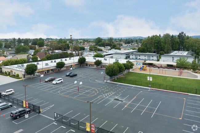 An elevated look at St. Cecilia Catholic School in Tustin, California.