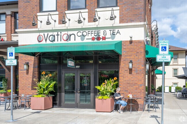 Ovation coffee has a wonderful outdoor seating in the Glenmorrie neighborhood.