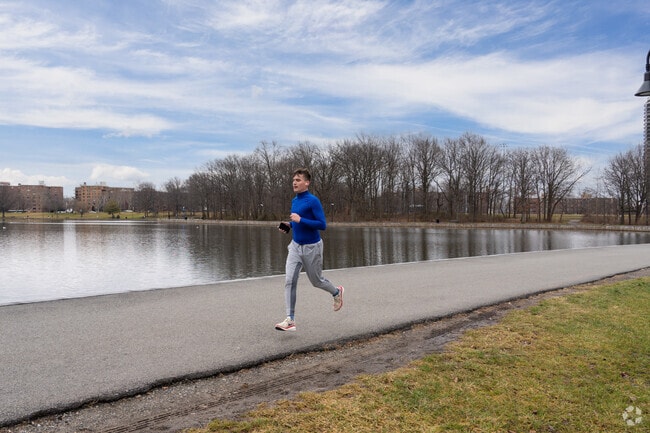 North Bergen residents utilize walking paths throughout the community.