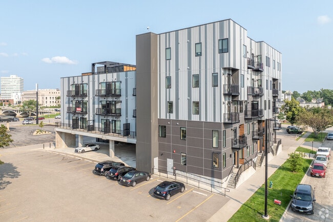 Condos in Downtown Cedar Rapids offer stylish urban living with city skyline views.