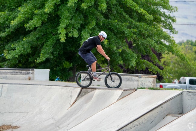BMX riders enjoy the variety of features at North Rock's skate park.