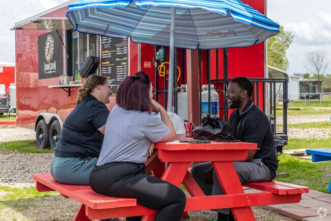 Locals gather with friends at 741 Food Truck Park in Heartland.