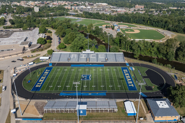 Elkhart Freshman Academy's athletic facilities are split between Rice Park and American Park.