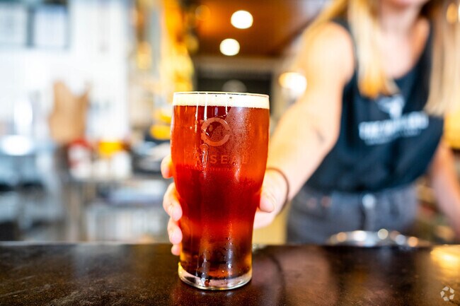 Grab a beer and a burger at Vanguard Brewpub and Distillery in Pasture Point.