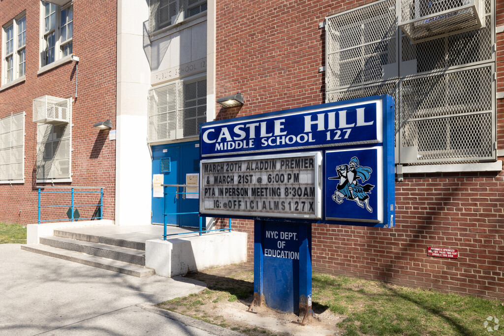 Castle Hill Middle School entrance in Parkchester, the Bronx