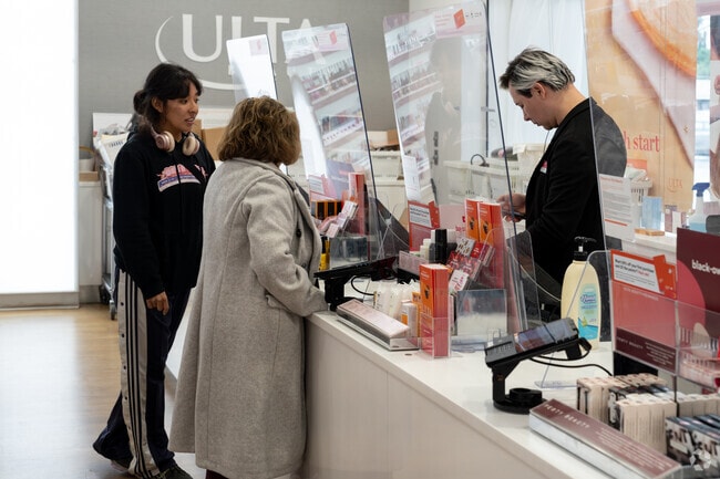 Customers purchase their makeup at Ulta in Mission Hills.