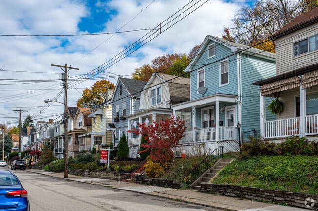 Typical rows of homes sit snuggly with each other along the streets of Duquesne Heights.