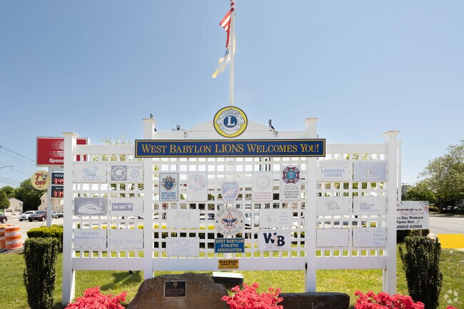 The Lions Club welcomes visitors to West Babylon, NY.