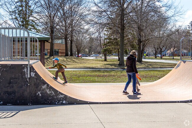 Even the youngest visitors enjoy the challenges of the Crystal Skate Park.