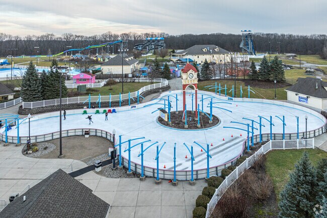 The plaza at Deep River Waterpark in Merrillvlle is open for ice skating in the winter.