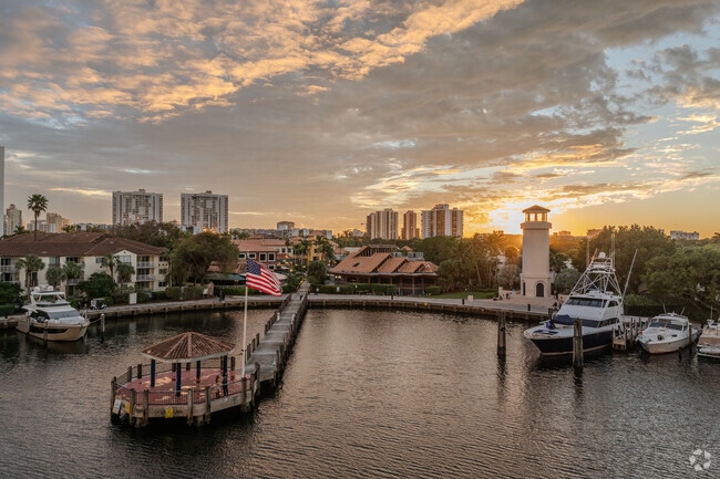 Residents love the Waterways shops and marina at sunset.